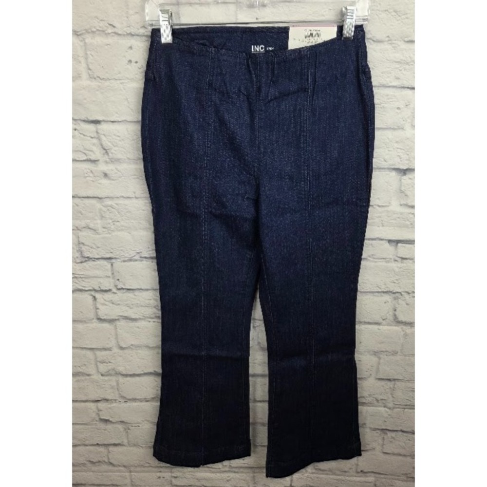 INC International Concepts Womens Crop Flare Jeans Size 6 Dark Indigo High Rise